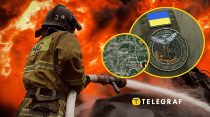 Пожар после атаки дронов