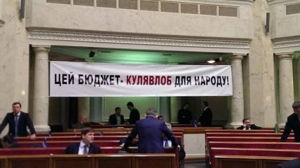 В Раде вывесили "антибюджетные" плакаты