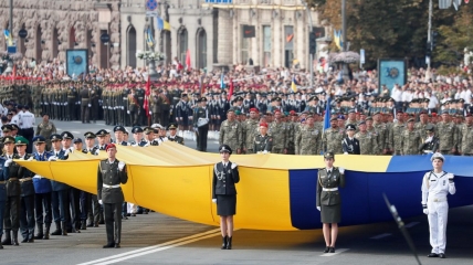 Украинские военнослужащие принимают участие в параде в честь Дня Независимости страны в Киеве. 24 августа 2021 г.