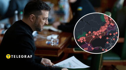 Владимир Зеленский и карта оккупированных территорий