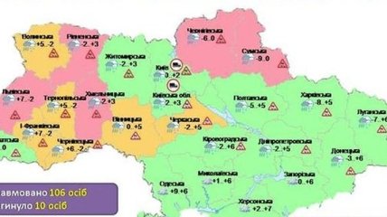 Состояние аварийности на дорогах Украины (10-11 января)
