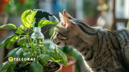 Рослини треба захищати від котів  (зображення створено за допомогою ШІ)