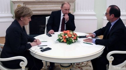 Путин, Олланд и Меркель начали переговоры в Москве