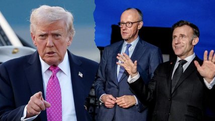Дональд Трамп, Фрідріх Мерц та Еммануель Макрон