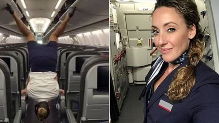  Стюардеса в туфлях на високих підборах ногами закрила верхні полиці в літаку і прославилася на весь інтернет (Відео)
