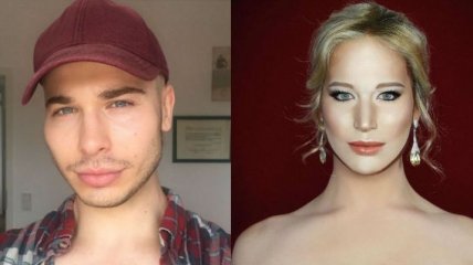 Парень с помощью макияжа превращается в знаменитостей (Фото)