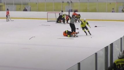 "Стенка на стенку": в России 12-летние хоккеисты устроили массовую драку (видео)