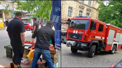 В Одессе пожарный с сиреной поехал на базар, чтобы купить клубники (фото)