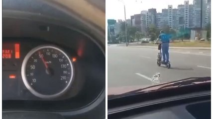 "Шумахер" пересел на самокат: "гонщик" на улицах Киева удивил водителей скоростью езды (видео)