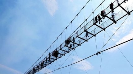В Китае построили самый высокий стеклянный мост (Видео)