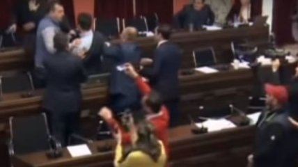 В парламенте Грузии подрались депутаты (Видео)