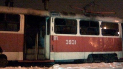 Трамвай с пассажирами горел в Донецке 