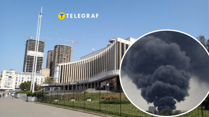 Дым недалеко от Дворца "Украина"