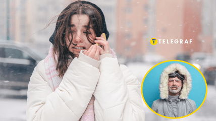 Девушка замерзает на улице