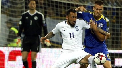 Матч отбора ЧМ-2018 Босния и Герцеговина - Греция завершился дракой и выбитым зубом (Видео)