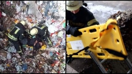 В Киеве мужчина провалился в бункер с отходами: в сеть попало фото