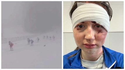 В РФ провели лыжную гонку среди девушек в плохую погоду