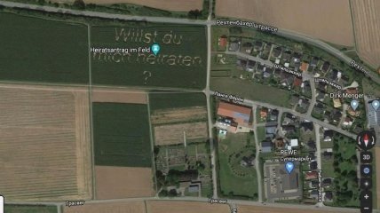 Німецький фермер так освідчився нареченій, що потрапив на Google Maps (Фото)