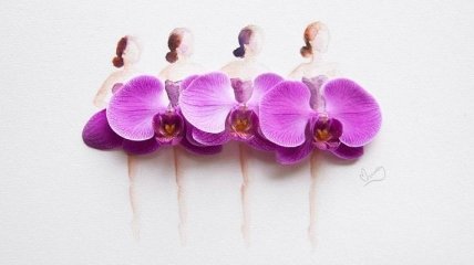 Художница создает уникальные рисунки из цветов и акварели (Фото)