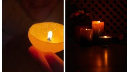 Свеча с кожуры мандарина