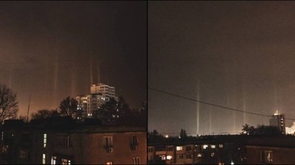В небе под Одессой заметили световые столбы: фото редкого явления