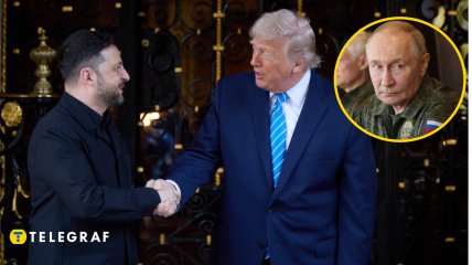 Владимир Зеленский с Дональдом Трампом и Владимир Путин