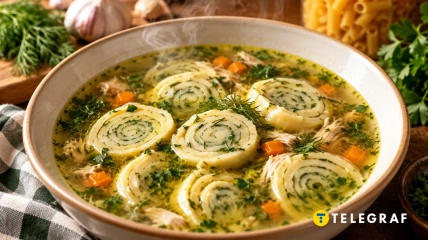 Ароматный куриный суп с чесночными галушками