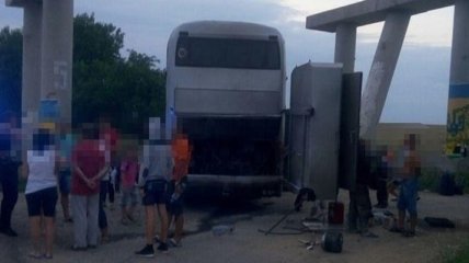 На трассе "Киев-Одесса" горел автобус с детьми