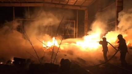 В Киеве ликвидировали пожар на территории депо (Фото)