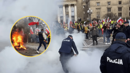 Слезоточивый газ и свето-шумовые гранаты: протесты фермеров в Варшаве превратились в уличные бои с полицией (видео)