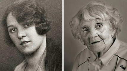 "Лица века": столетние долгожители в молодости и сейчас (Фото)