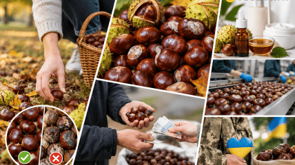 Каштаны осенью массово собирают на улицах и в парках
