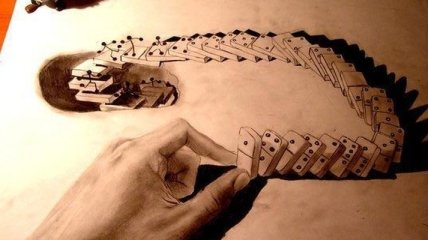 Невероятные трехмерные иллюзии на бумаге, нарисованные простым карандашом (Фото)