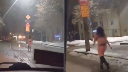 Голая по морозу: девушка без одежды гуляла в центре Кропивницкого (Видео)