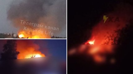Один из пожаров в Харькове (слева) было видно из многих точек города