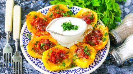 Запеченный картофель с печенью