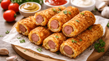 Трубочки з лаваша та сосисок