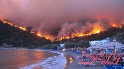 В Греции около тысячи туристов эвакуировали из-за обширных лесных пожаров