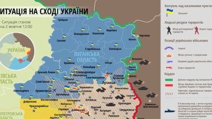 Карта АТО на Востоке Украины (2 октября)