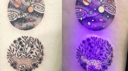 Необычные татуировки, которые меняются под ультрафиолетом (Фото)