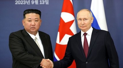 Кім Чен Ин і володимир путін під час зустрічі в росії