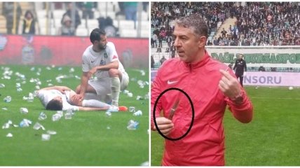 Болельщики устроили футболистам ад в Турции: бросались петардами и ножами (видео)
