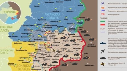 Карта АТО на востоке Украины (17 февраля)