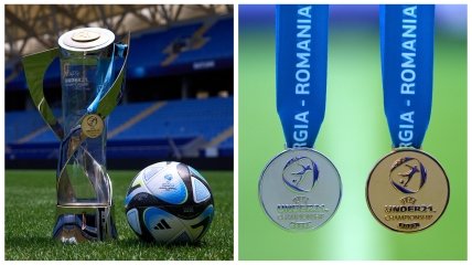 Трофей и медали за победу на чемпионате Европы-2023 U-21