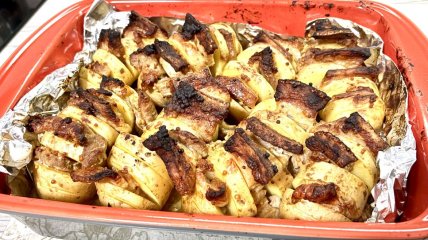 Картофель в сливках с беконом