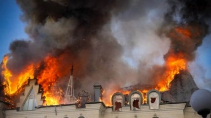 Пожар после прилета по Одессе