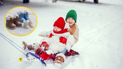 Взуття, діти на санках