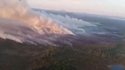 350 гектаров пламени: масштабный лесной пожар в России сняли с воздуха
