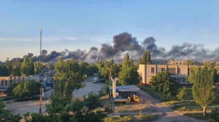 Небо в дыму в Бердянске