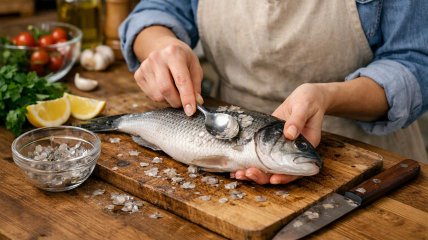 Очистка рыбы от чешуи